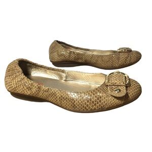 Marc Joseph Rockaway Snakeskin Print Driving Moc Ballet Flat‎ Slip On Womens 8.5